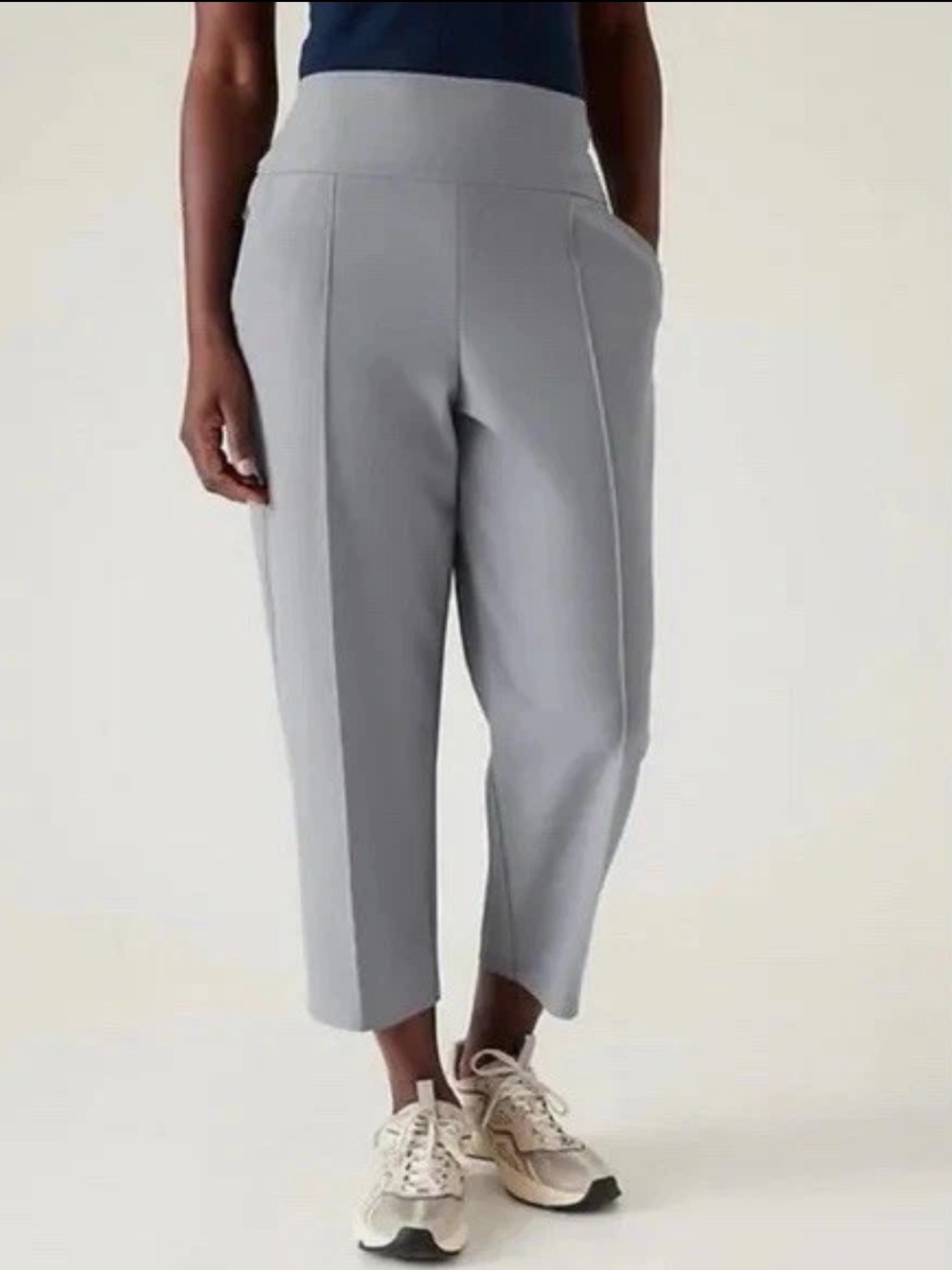 Athleta Stellar Wide Leg Crop Pants Coastline Blue Travel Career Athleisure 12